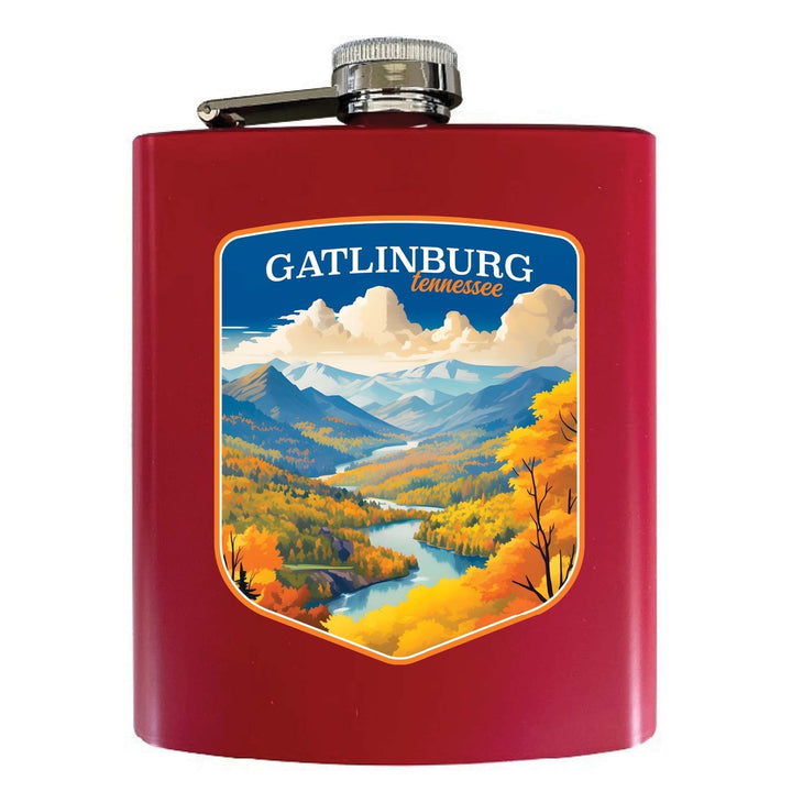 Gatlinburg Tennessee Design D Souvenir 7 oz Steel Flask Matte Finish Image 3