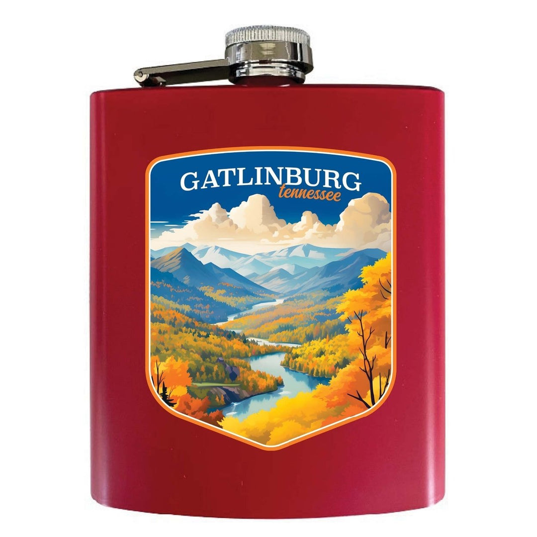 Gatlinburg Tennessee Design D Souvenir 7 oz Steel Flask Matte Finish Image 1