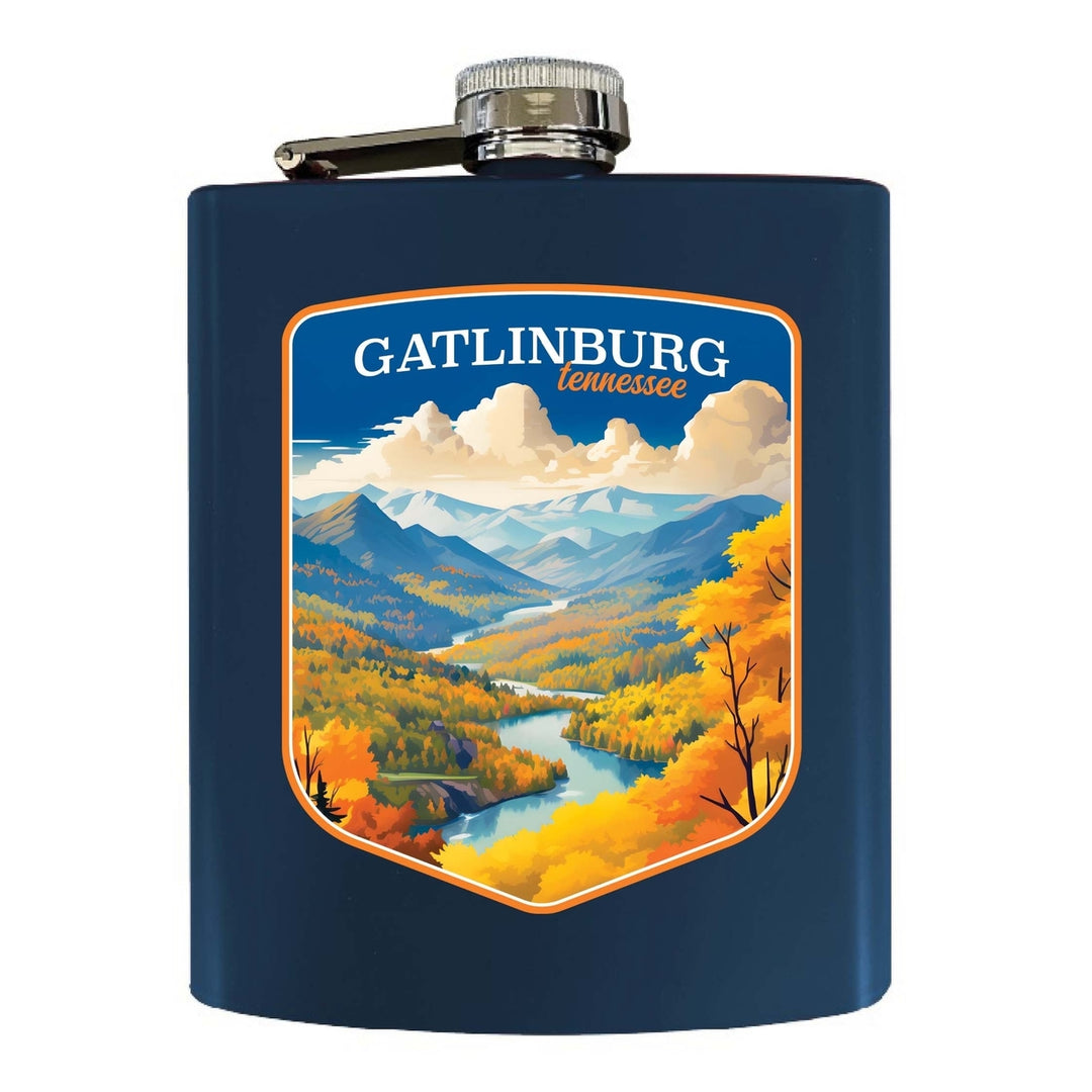 Gatlinburg Tennessee Design D Souvenir 7 oz Steel Flask Matte Finish Image 4