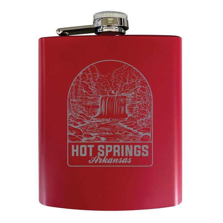 Hot Springs Arkansas Souvenir 7 oz Engraved Steel Flask Matte Finish Image 3