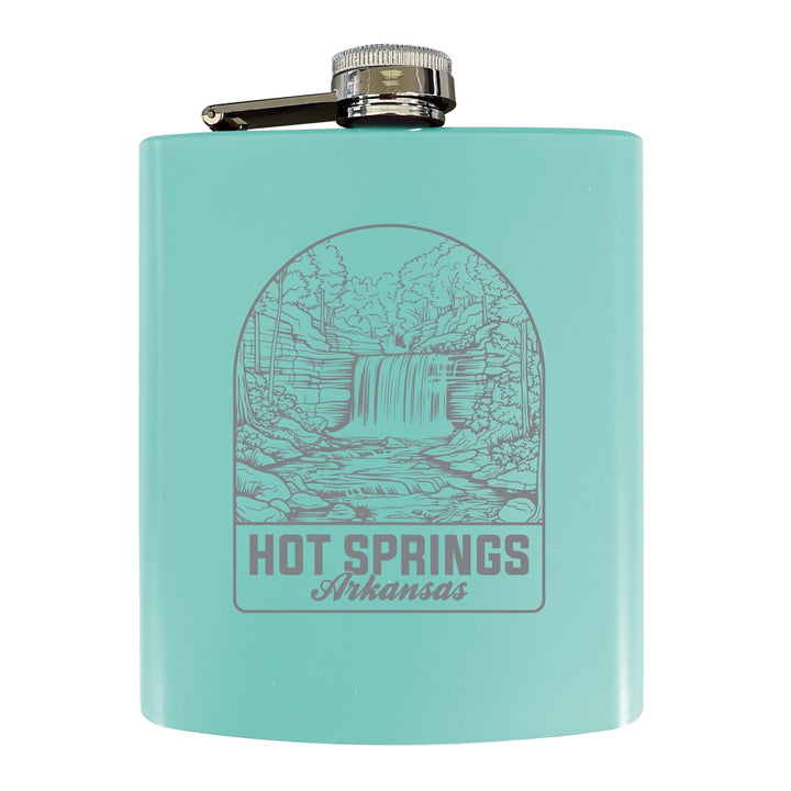 Hot Springs Arkansas Souvenir 7 oz Engraved Steel Flask Matte Finish Image 4