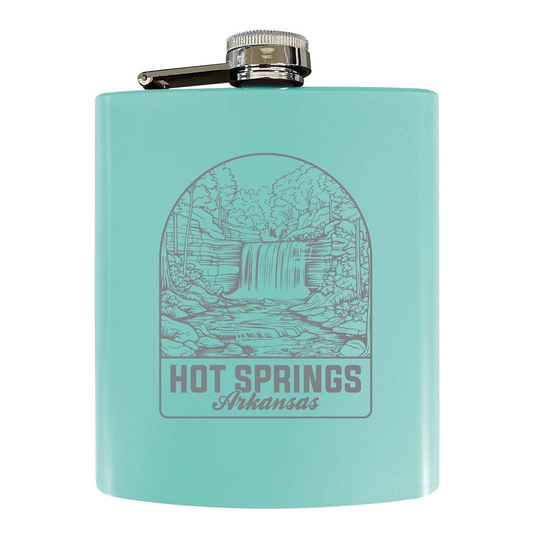 Hot Springs Arkansas Souvenir 7 oz Engraved Steel Flask Matte Finish Image 1