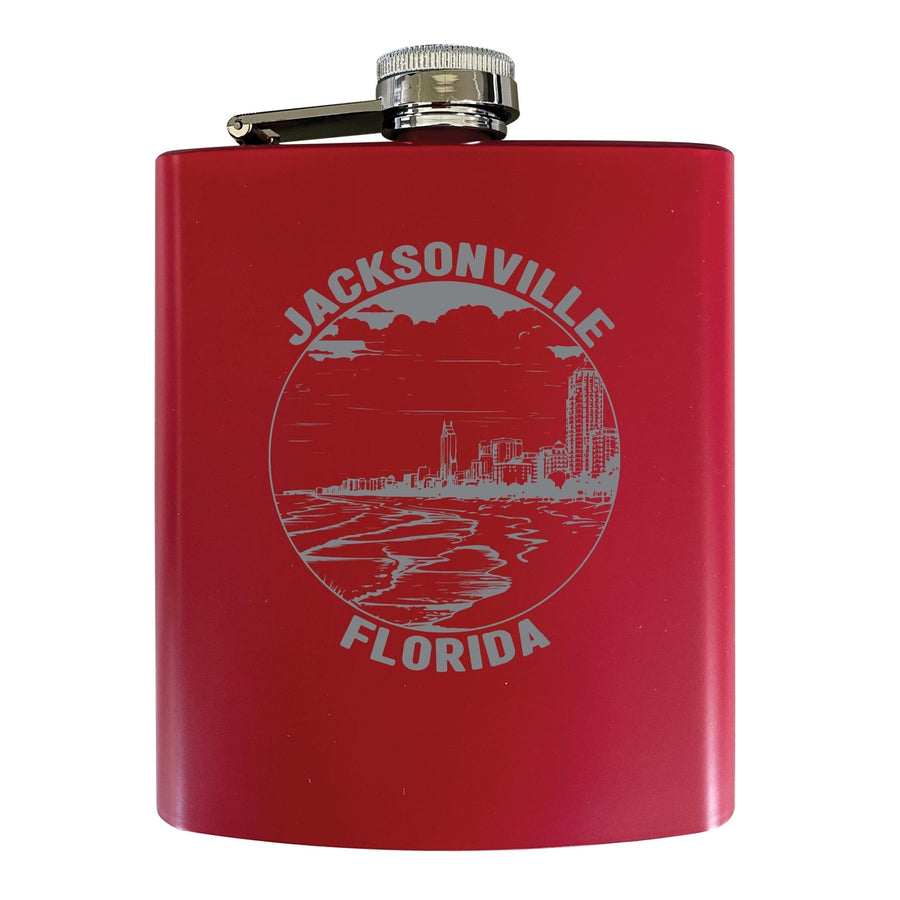 Jacksonville Florida Souvenir 7 oz Engraved Steel Flask Matte Finish Image 1