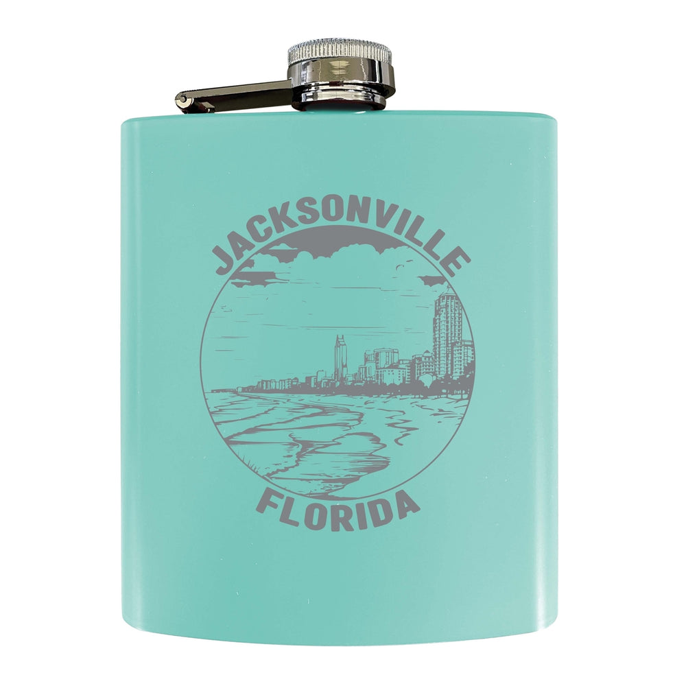 Jacksonville Florida Souvenir 7 oz Engraved Steel Flask Matte Finish Image 2