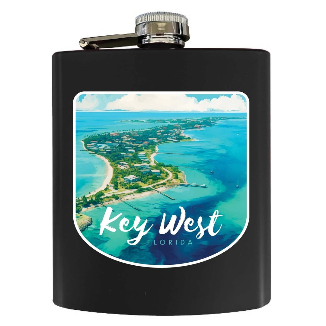Key West Florida Design A Souvenir 7 oz Steel Flask Matte Finish Image 1