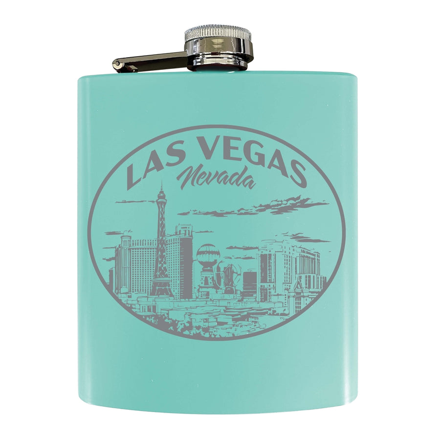Las Vegas Nevada Souvenir 7 oz Engraved Steel Flask Matte Finish Image 1