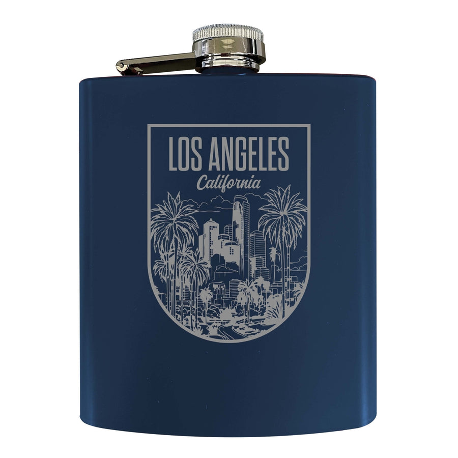 Los Angeles California Engraving 2 Souvenir 7 oz Engraved Steel Flask Matte Finish Image 1