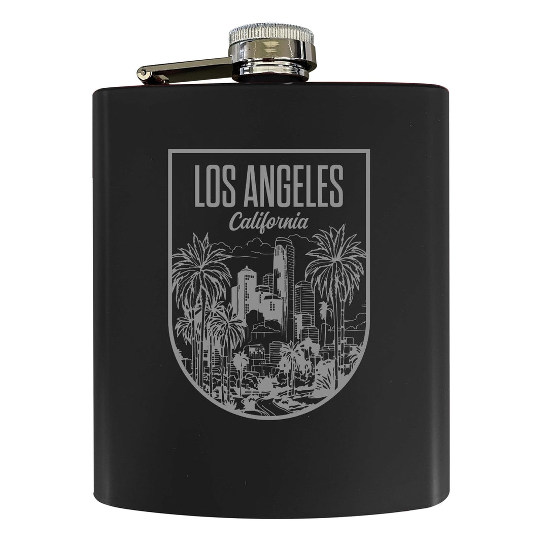 Los Angeles California Engraving 2 Souvenir 7 oz Engraved Steel Flask Matte Finish Image 2