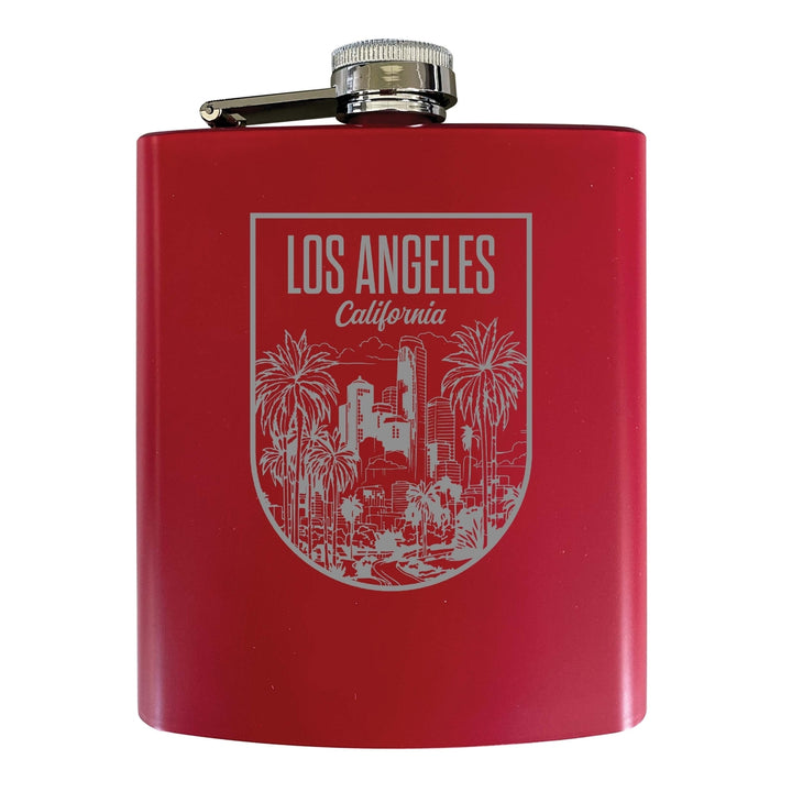 Los Angeles California Engraving 2 Souvenir 7 oz Engraved Steel Flask Matte Finish Image 3