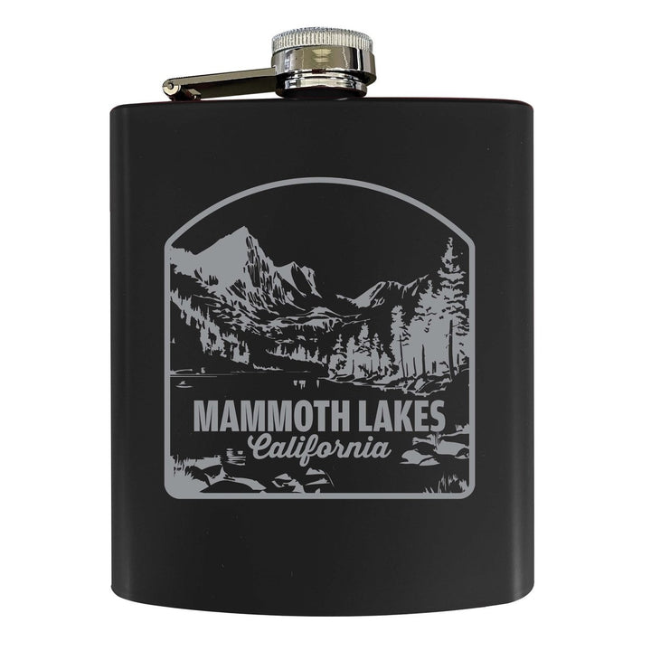 Mammoth Lakes California Souvenir 7 oz Engraved Steel Flask Matte Finish Image 1