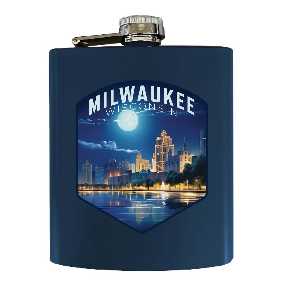 Milwaukee Wisconsin Design B Souvenir 7 oz Steel Flask Matte Finish Image 3