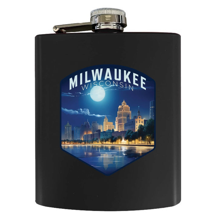 Milwaukee Wisconsin Design B Souvenir 7 oz Steel Flask Matte Finish Image 4