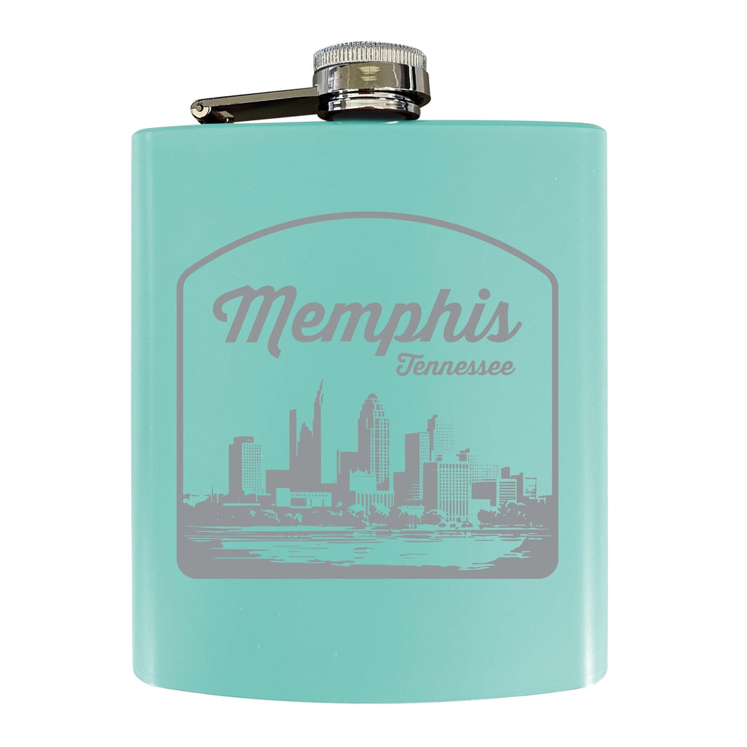 Memphis Tennessee Souvenir 7 oz Engraved Steel Flask Matte Finish Image 1