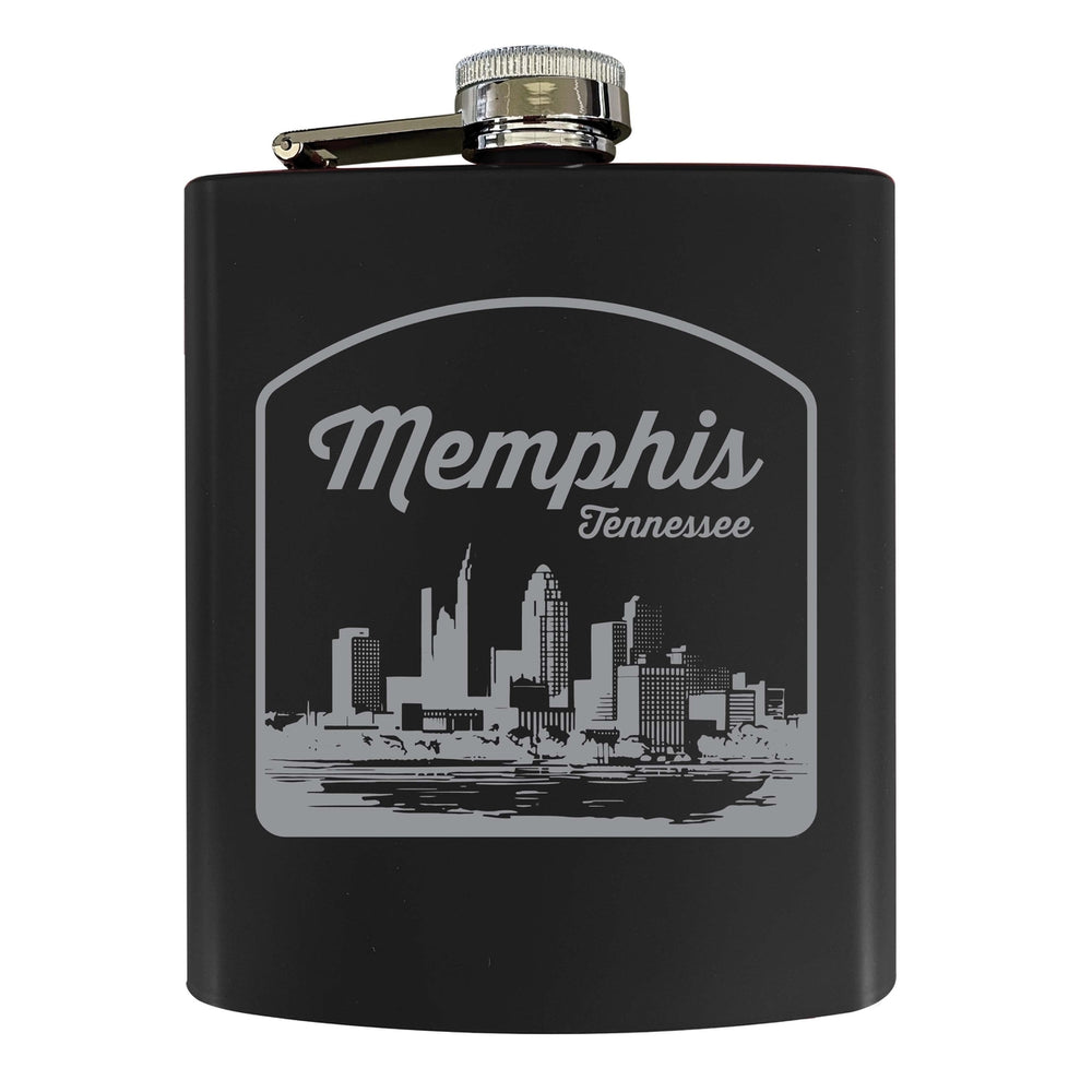 Memphis Tennessee Souvenir 7 oz Engraved Steel Flask Matte Finish Image 2