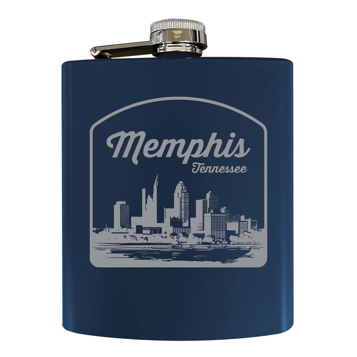 Memphis Tennessee Souvenir 7 oz Engraved Steel Flask Matte Finish Image 3