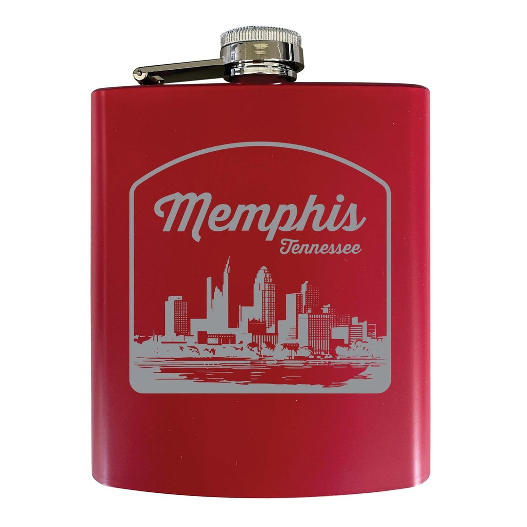 Memphis Tennessee Souvenir 7 oz Engraved Steel Flask Matte Finish Image 1