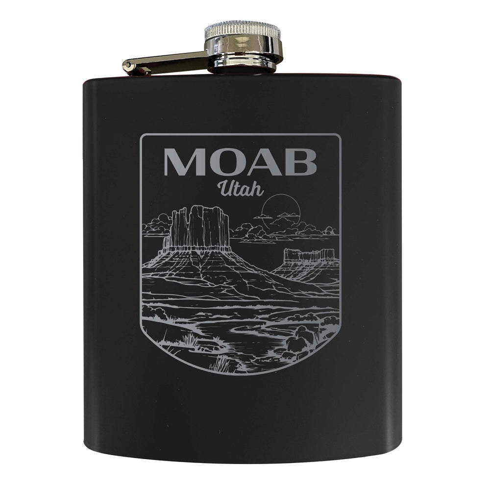Moab Utah Souvenir 7 oz Engraved Steel Flask Matte Finish Image 2