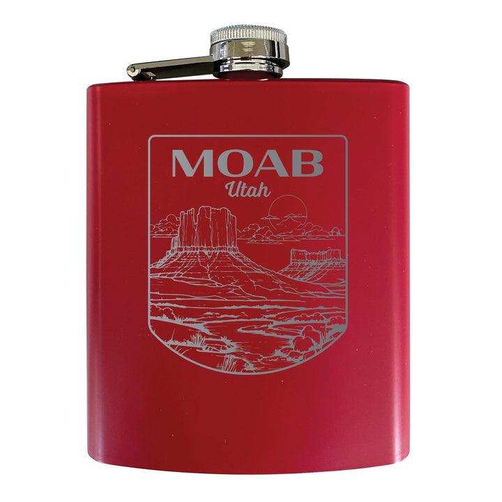 Moab Utah Souvenir 7 oz Engraved Steel Flask Matte Finish Image 4