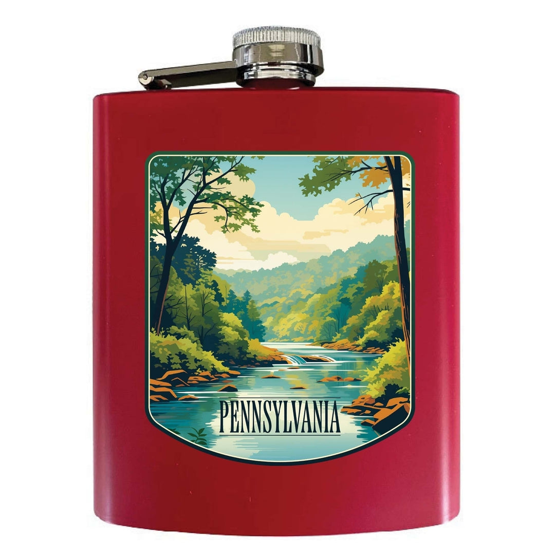 Pennsylvania Design B Souvenir 7 oz Steel Flask Matte Finish Image 1