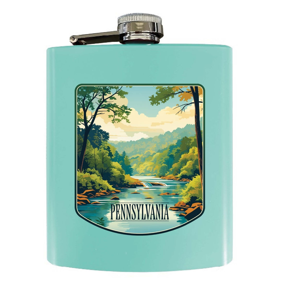 Pennsylvania Design B Souvenir 7 oz Steel Flask Matte Finish Image 2