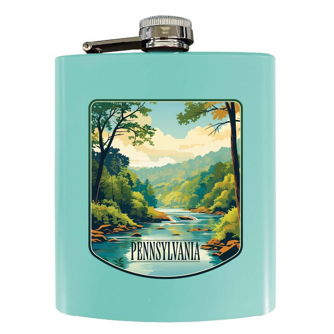 Pennsylvania Design B Souvenir 7 oz Steel Flask Matte Finish Image 1