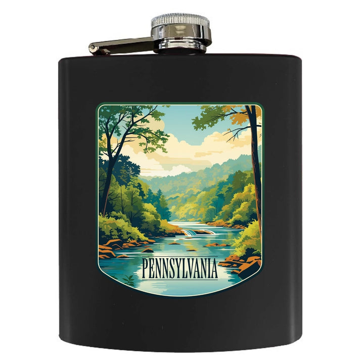 Pennsylvania Design B Souvenir 7 oz Steel Flask Matte Finish Image 3