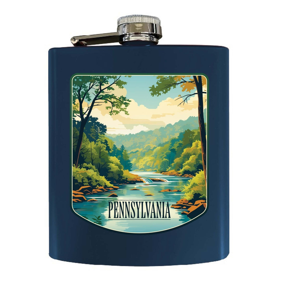 Pennsylvania Design B Souvenir 7 oz Steel Flask Matte Finish Image 4