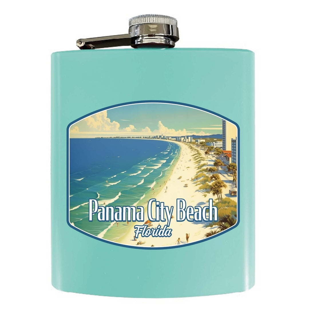 Panama City Beach Florida Design A Souvenir 7 oz Steel Flask Matte Finish Image 1