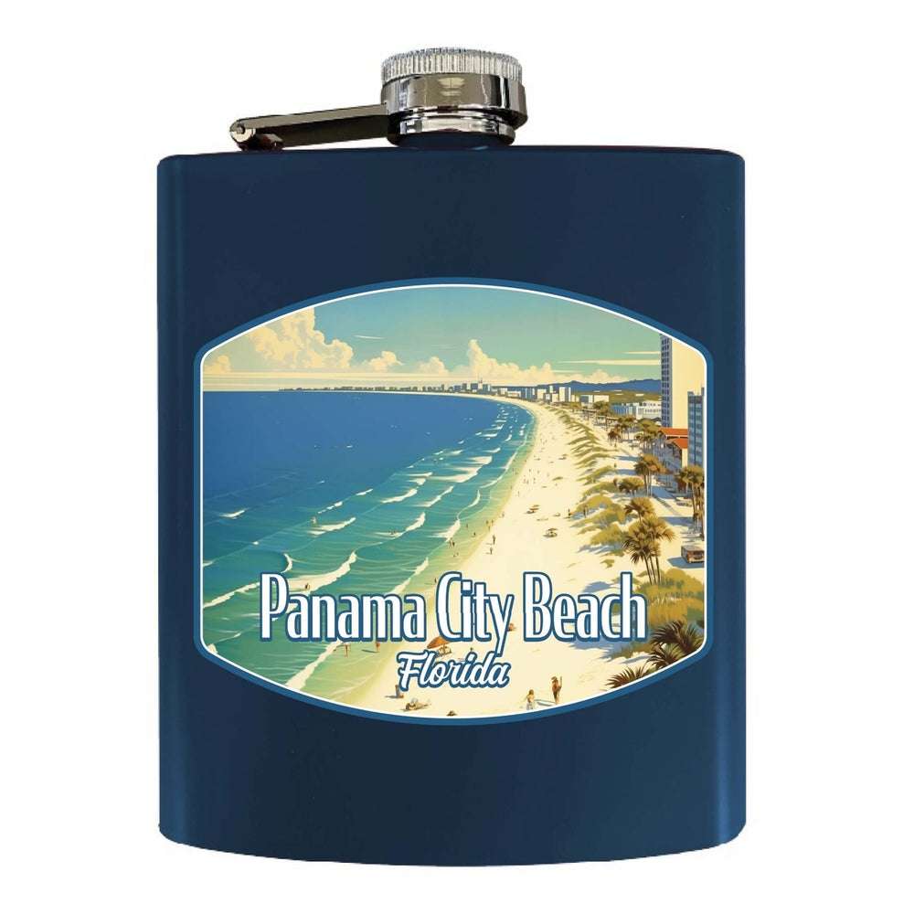 Panama City Beach Florida Design A Souvenir 7 oz Steel Flask Matte Finish Image 2