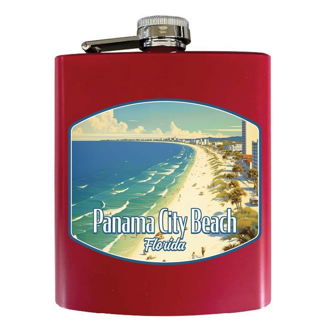 Panama City Beach Florida Design A Souvenir 7 oz Steel Flask Matte Finish Image 1