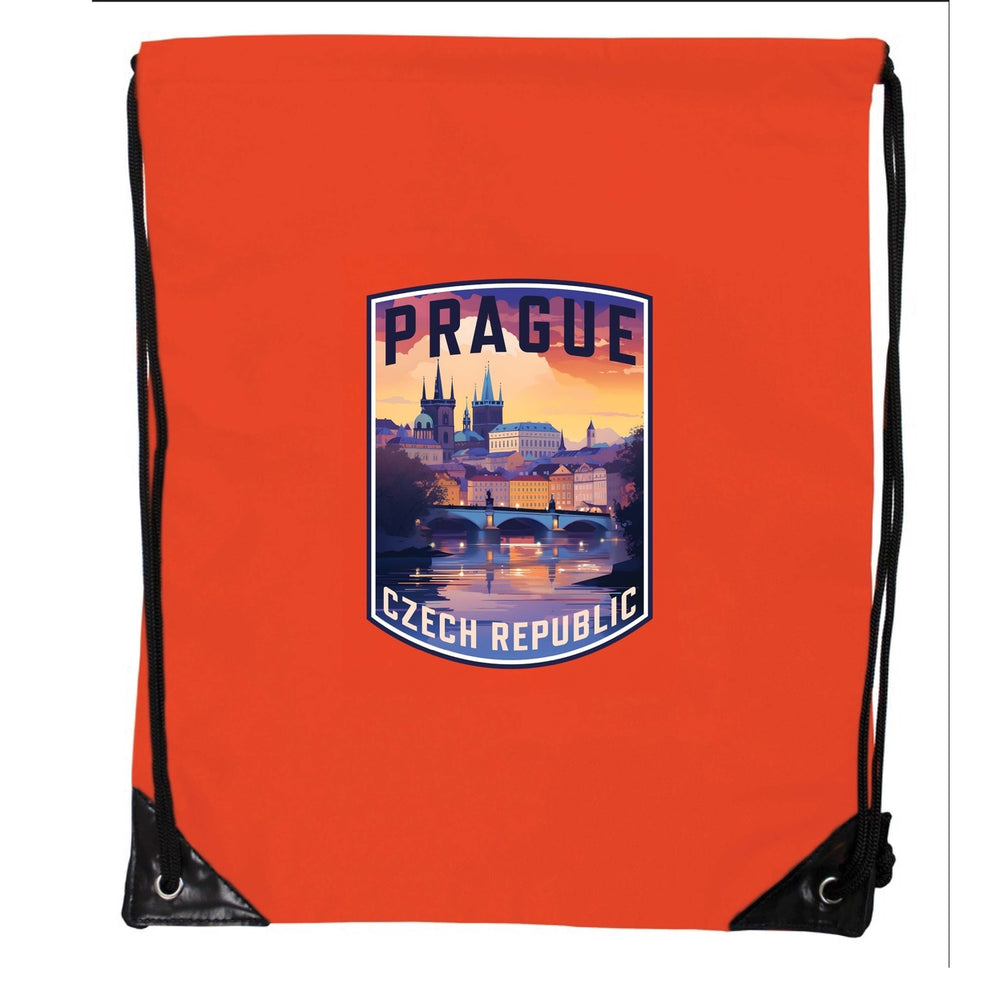 Prague Czech Republic Design B Souvenir Cinch Bag with Drawstring Backpack Image 2