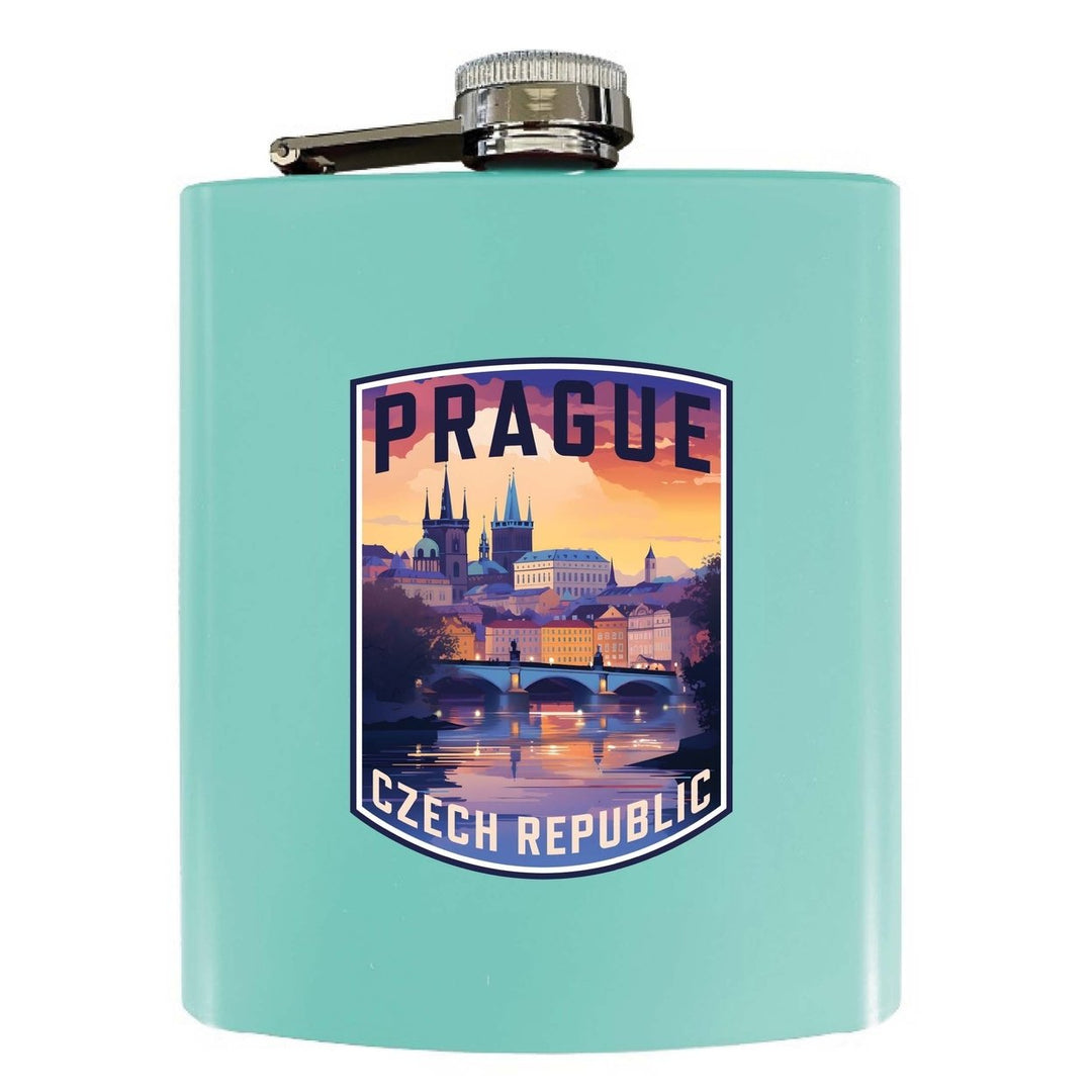 Prague Czech Republic Design B Souvenir 7 oz Steel Flask Matte Finish Image 1