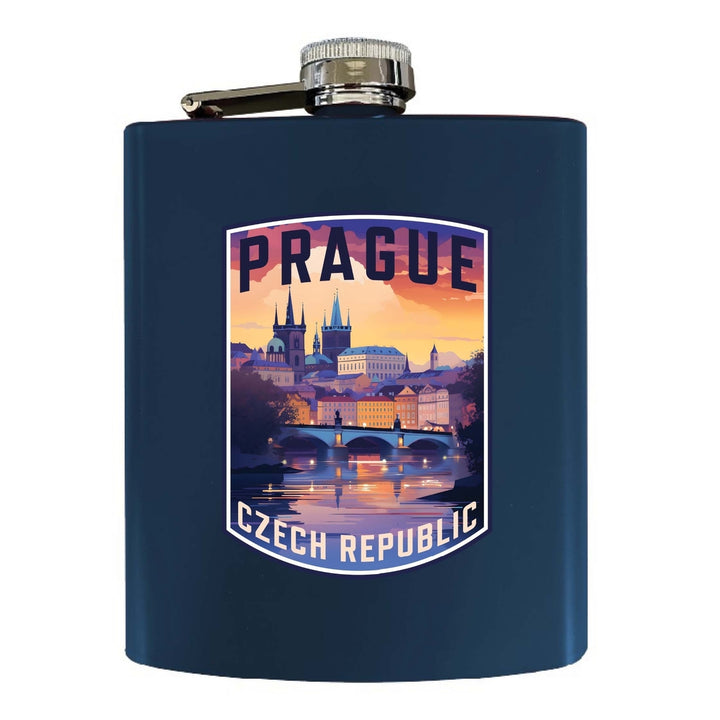 Prague Czech Republic Design B Souvenir 7 oz Steel Flask Matte Finish Image 3