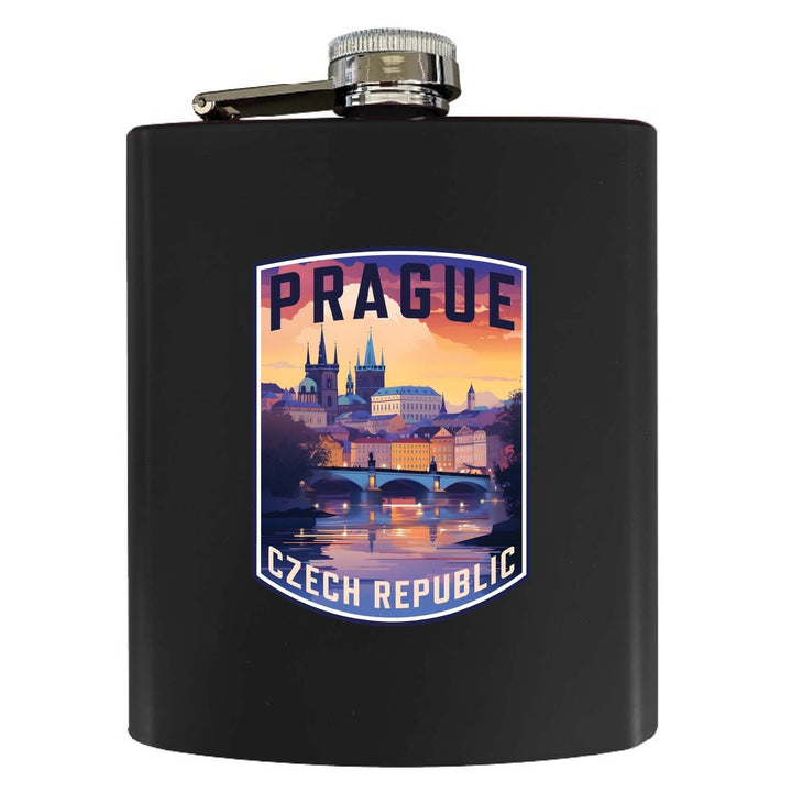 Prague Czech Republic Design B Souvenir 7 oz Steel Flask Matte Finish Image 4