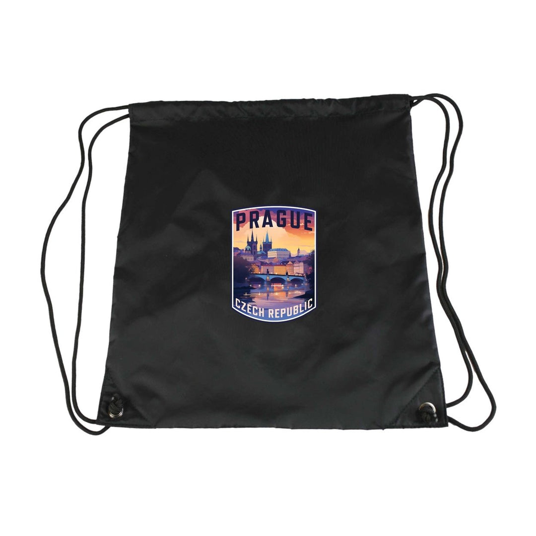 Prague Czech Republic Design B Souvenir Cinch Bag with Drawstring Backpack Image 4