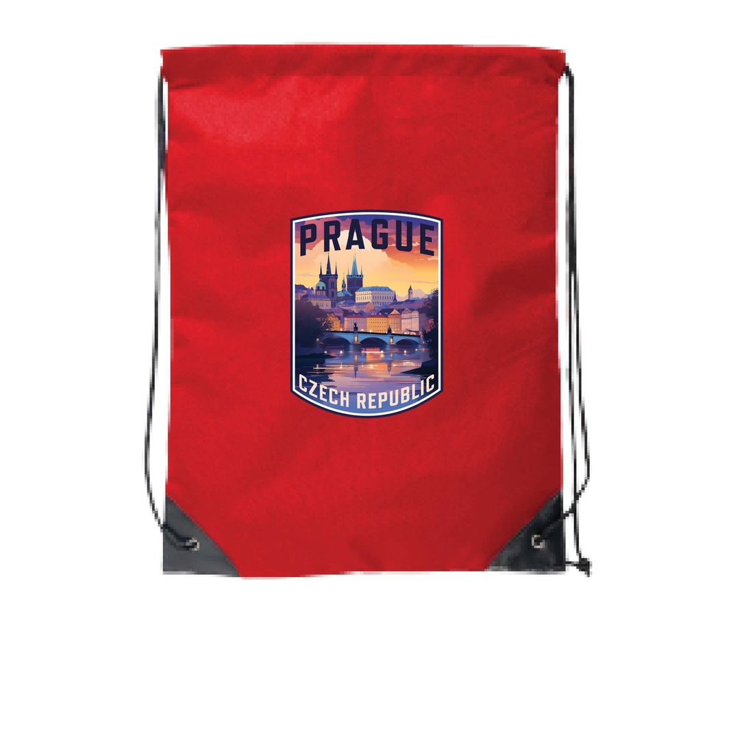 Prague Czech Republic Design B Souvenir Cinch Bag with Drawstring Backpack Image 6