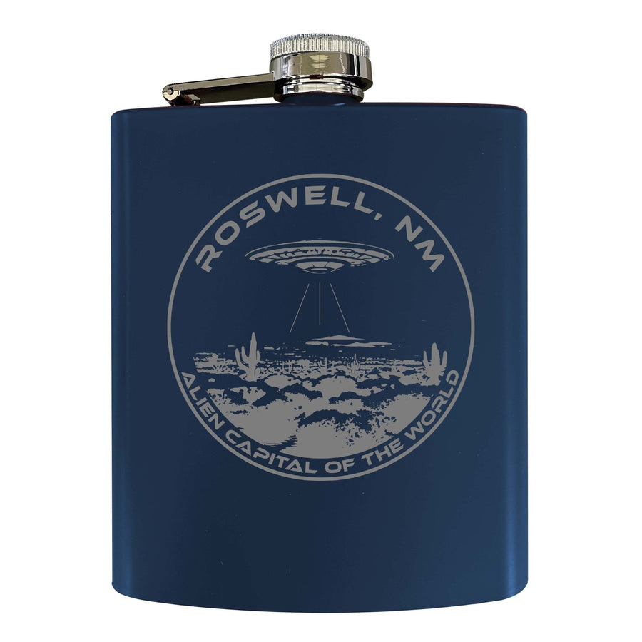 Roswell Mexico Souvenir 7 oz Engraved Steel Flask Matte Finish Image 1