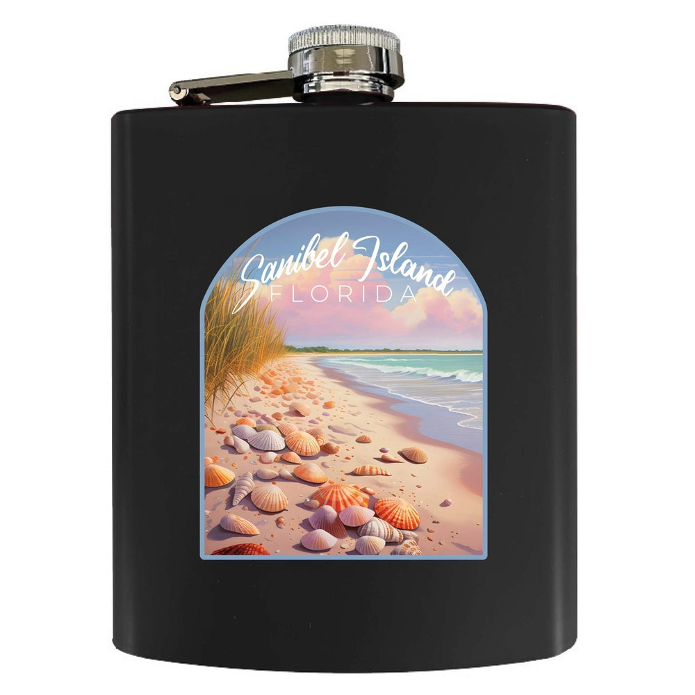Sanibel Island Florida Design B Souvenir 7 oz Steel Flask Matte Finish Image 2