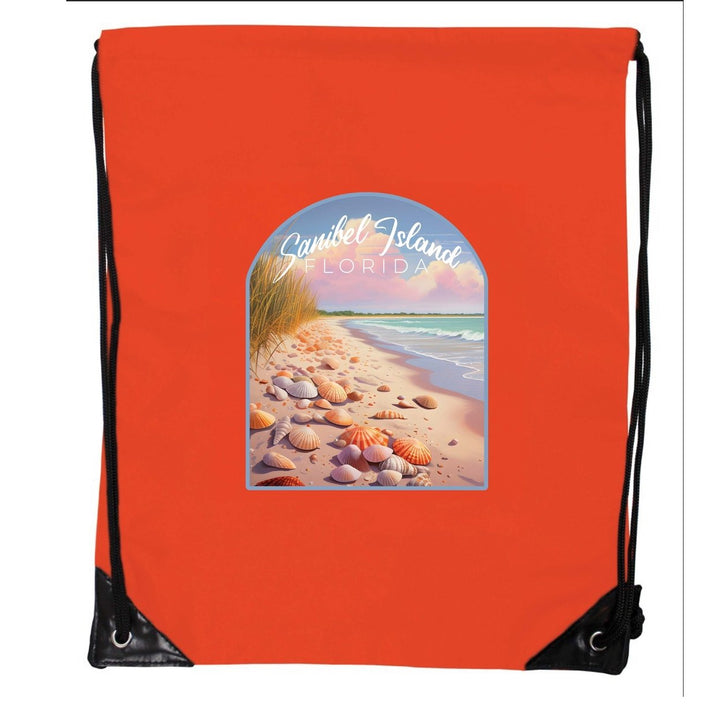 Sanibel Island Florida Design B Souvenir Cinch Bag with Drawstring Backpack Image 1