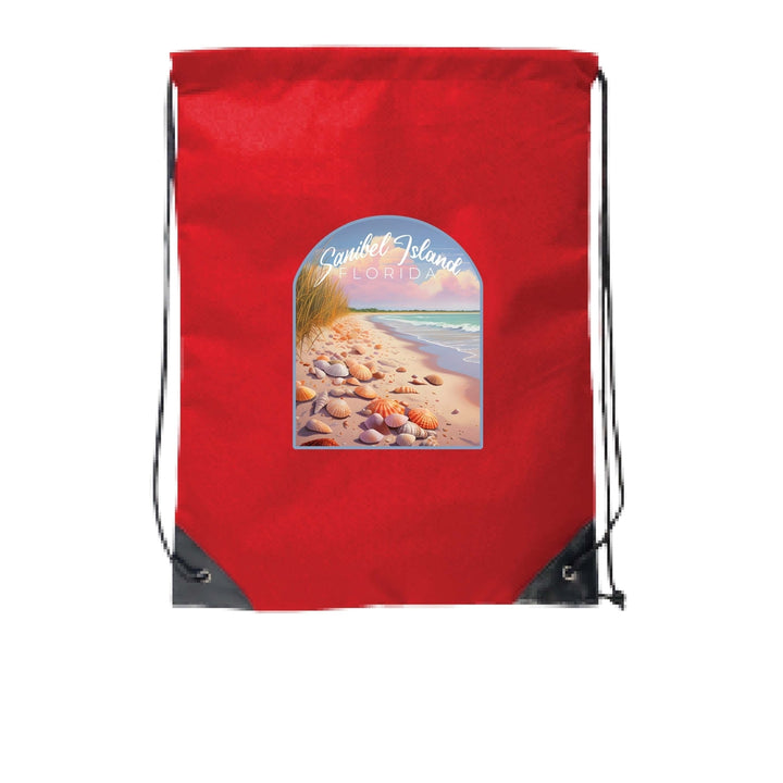 Sanibel Island Florida Design B Souvenir Cinch Bag with Drawstring Backpack Image 3