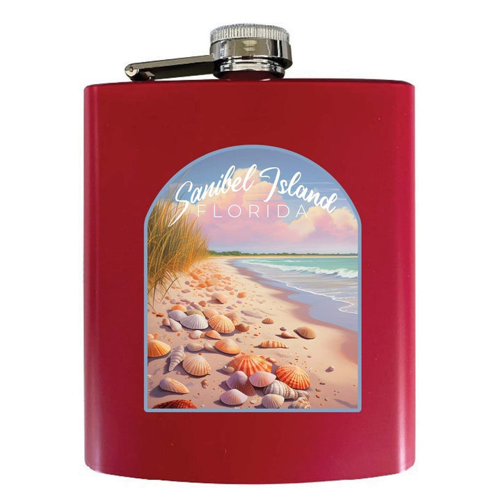 Sanibel Island Florida Design B Souvenir 7 oz Steel Flask Matte Finish Image 1