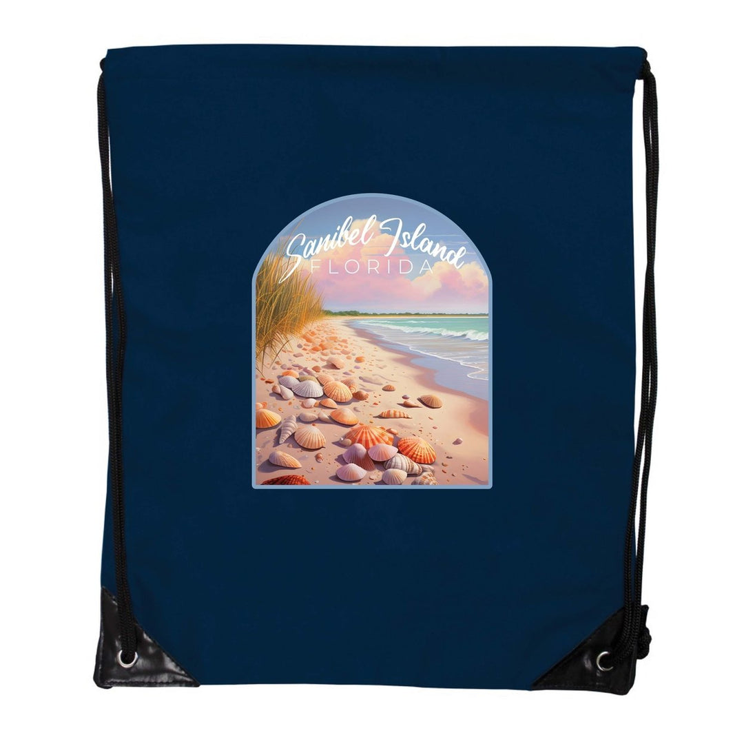 Sanibel Island Florida Design B Souvenir Cinch Bag with Drawstring Backpack Image 1