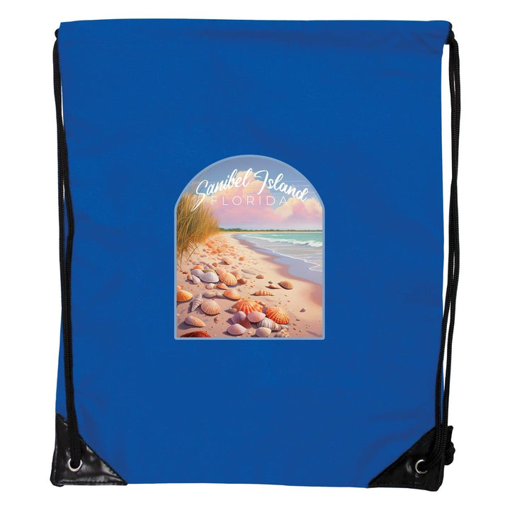 Sanibel Island Florida Design B Souvenir Cinch Bag with Drawstring Backpack Image 1