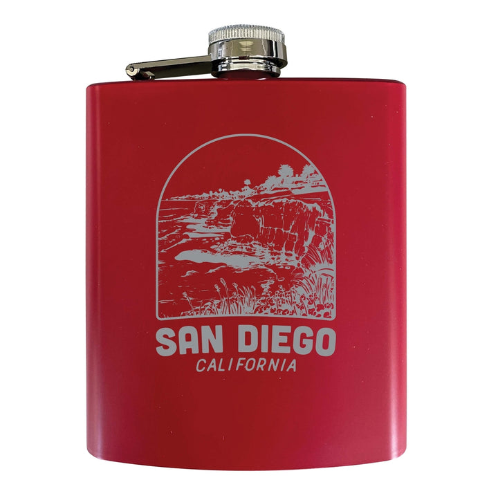 San Diego California Souvenir 7 oz Engraved Steel Flask Matte Finish Image 3