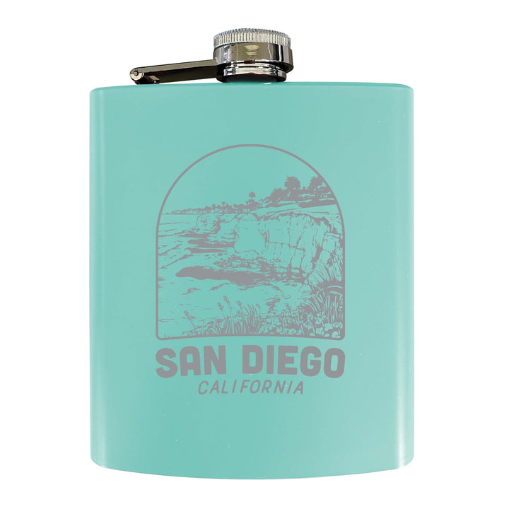 San Diego California Souvenir 7 oz Engraved Steel Flask Matte Finish Image 4