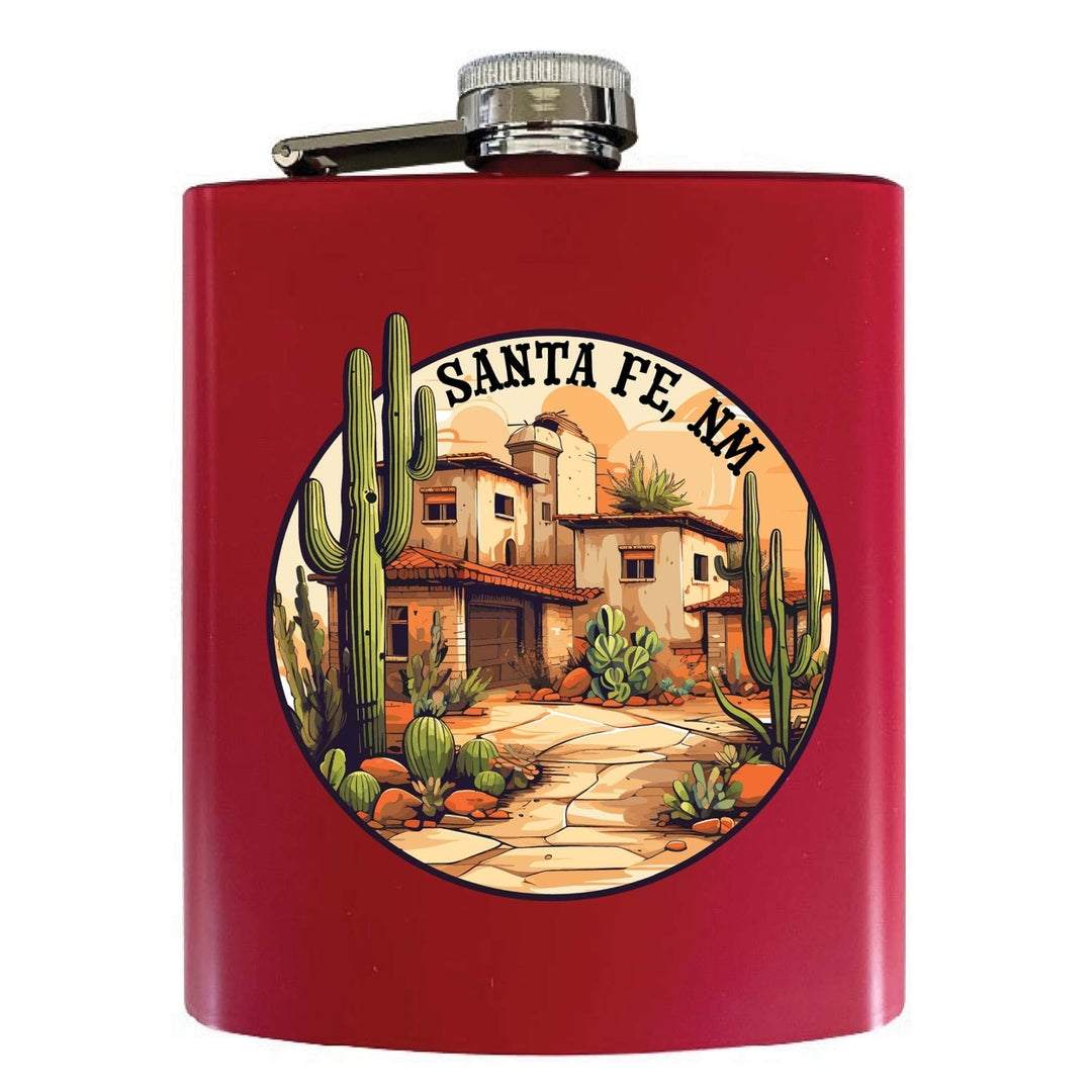 Santa Fe Mexico Design D Souvenir 7 oz Steel Flask Matte Finish Image 2