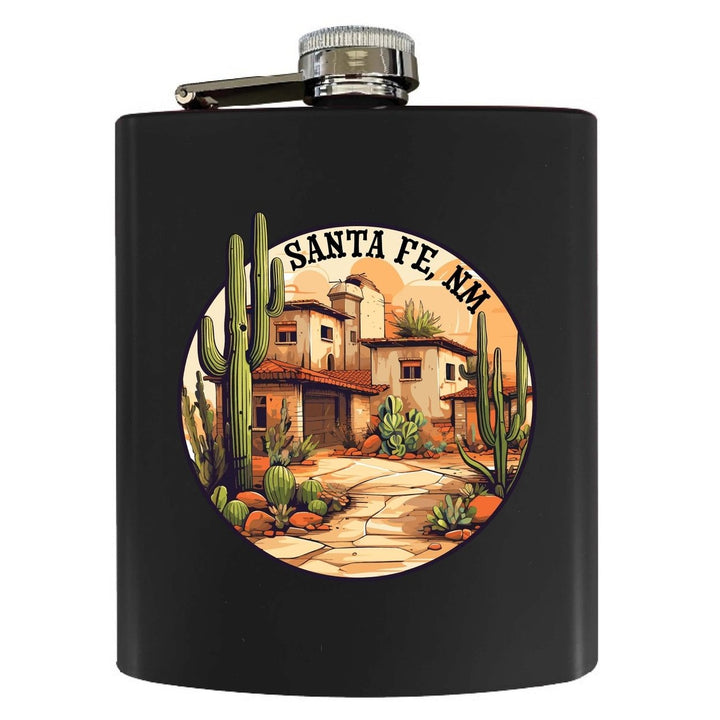 Santa Fe Mexico Design D Souvenir 7 oz Steel Flask Matte Finish Image 3