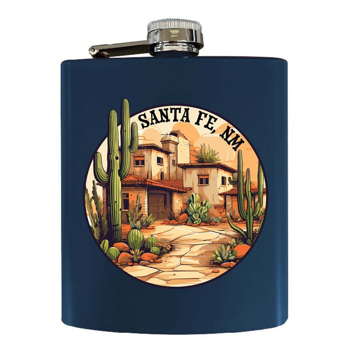 Santa Fe Mexico Design D Souvenir 7 oz Steel Flask Matte Finish Image 4