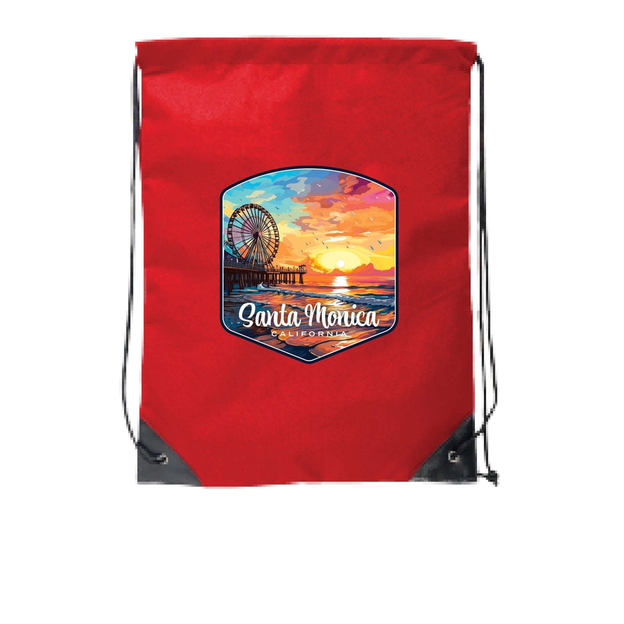 Santa Monica California Design A Souvenir Cinch Bag with Drawstring Backpack Image 1