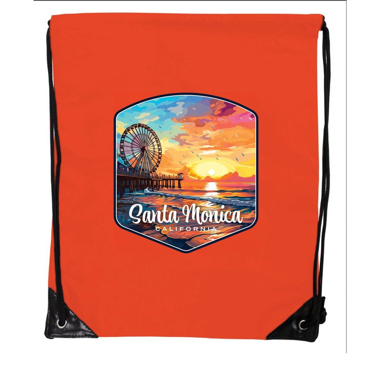 Santa Monica California Design A Souvenir Cinch Bag with Drawstring Backpack Image 1